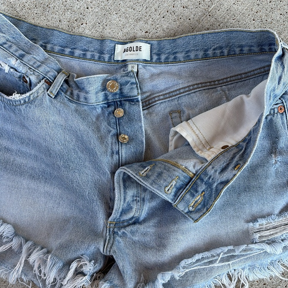 Agolde Parker Blue Jean Shorts - Picture 3 of 7